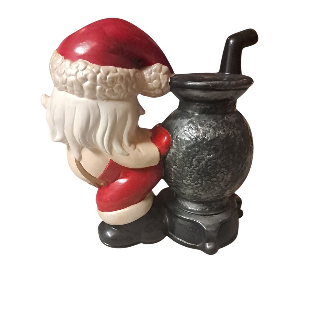 Vtg 1985 Ceramic Santa w Potbelly  Coal Stove Hand Painted Christmas 10.5" Tall - Picture 10 of 13
